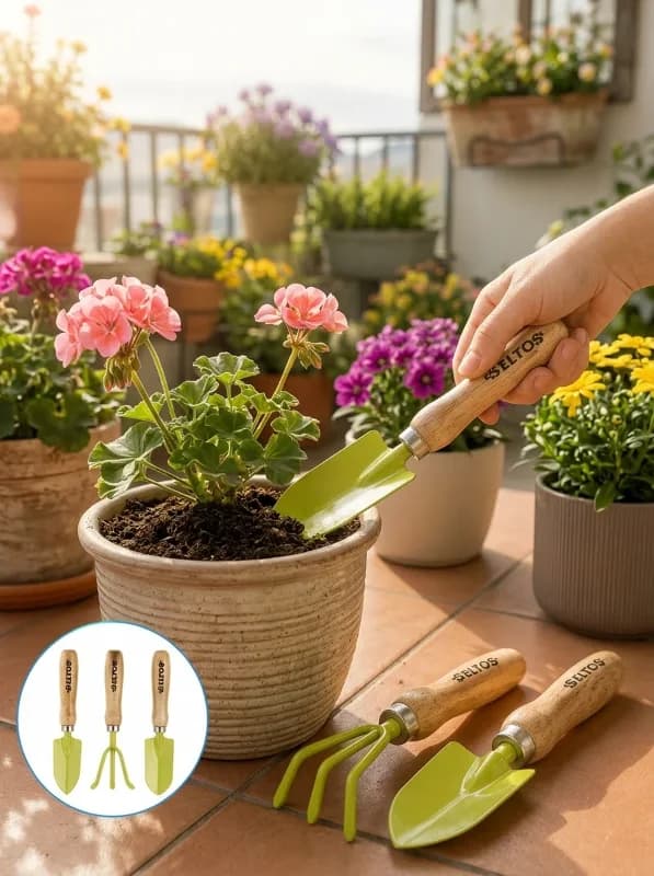 Ergonomik Bahçe El Aleti Seti Ahşap Saplı 4 Parça