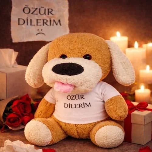 Sevimli Peluş Oyuncak Köpek 25 Cm Tişört İle Hediye