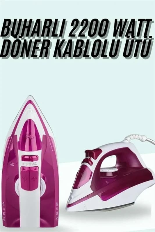 Seramik Tabanlı Buharlı Ütü 2200 Watt Taşınabilir Kablolu