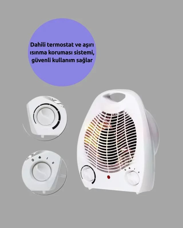 Kompakt Fanlı Elektrikli Isıtıcı 2000w 10 M² Alan İçin