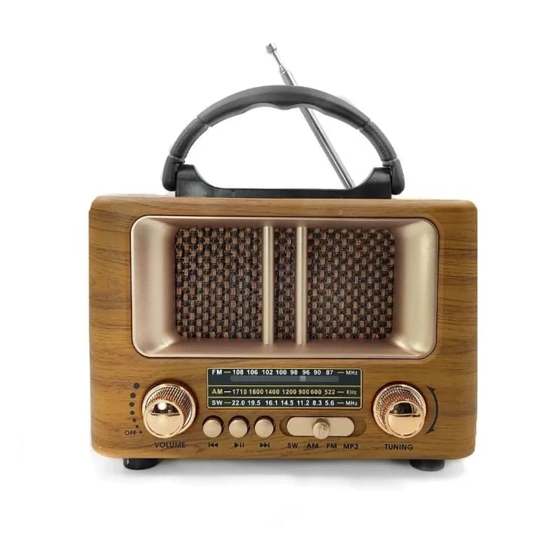 Retro Ahşap Tasarım Bluetooth Radyo Şarjlı Mini Boy