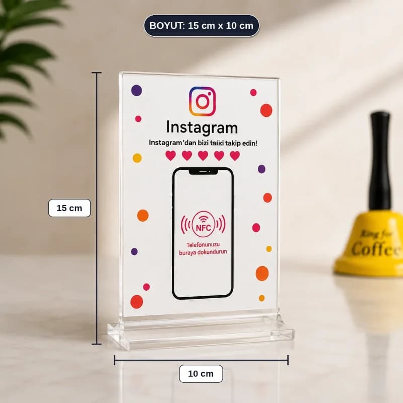 Takip Kartı Instagram İçin Nfc Akıllı Sosyal Medya Standı Pleksi Masaüstü