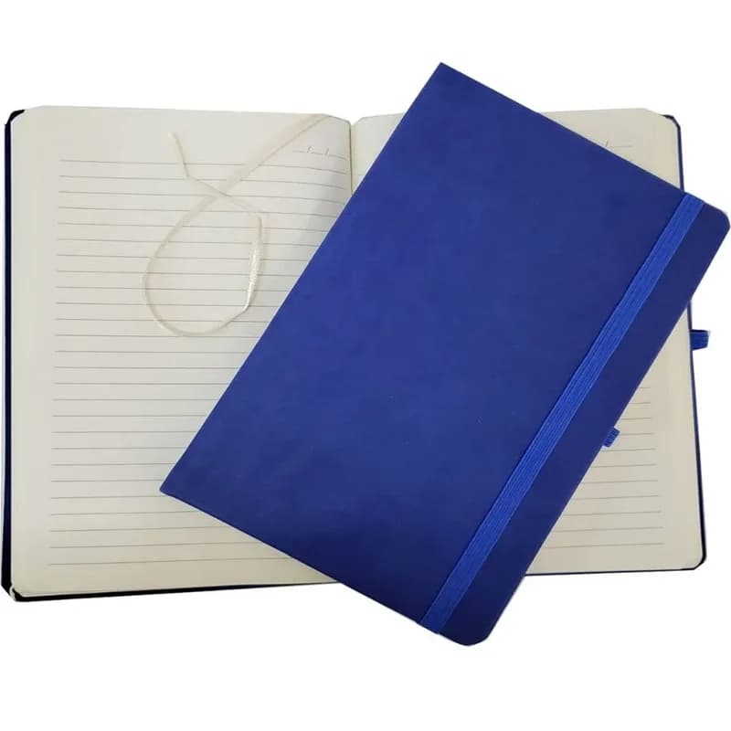 Şık Mavi Deri Defter 80 Sayfa Çizgili Tasarım