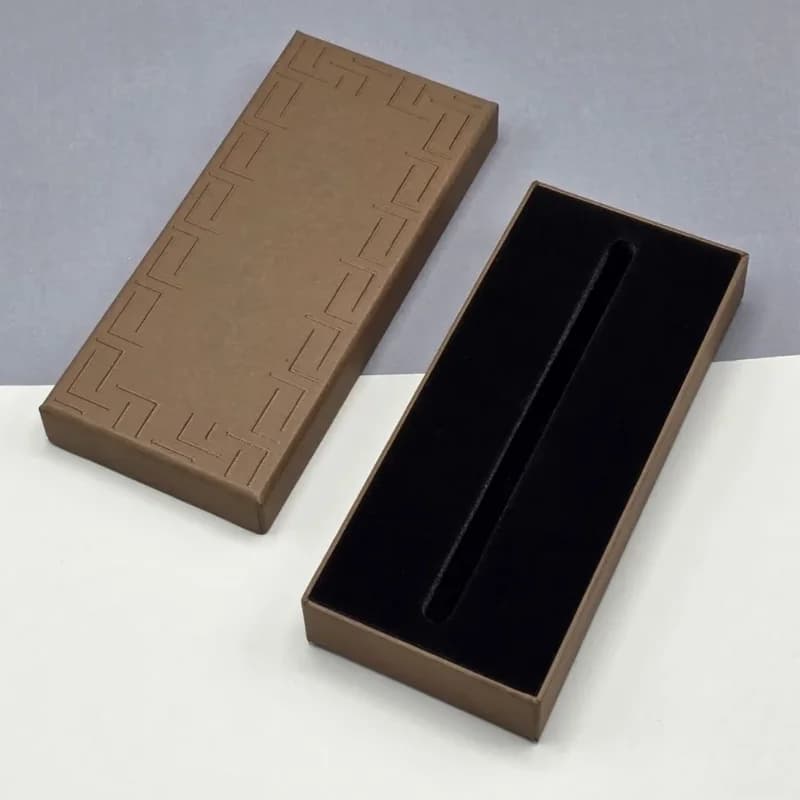 Lüks Motifli Kahverengi Kalem Kutusu 17x7.5x2.3 Cm