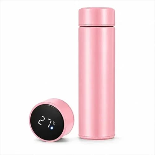 Şık Dijital Termos Pembe 500 Ml Ofis Ve Seyahat İçin
