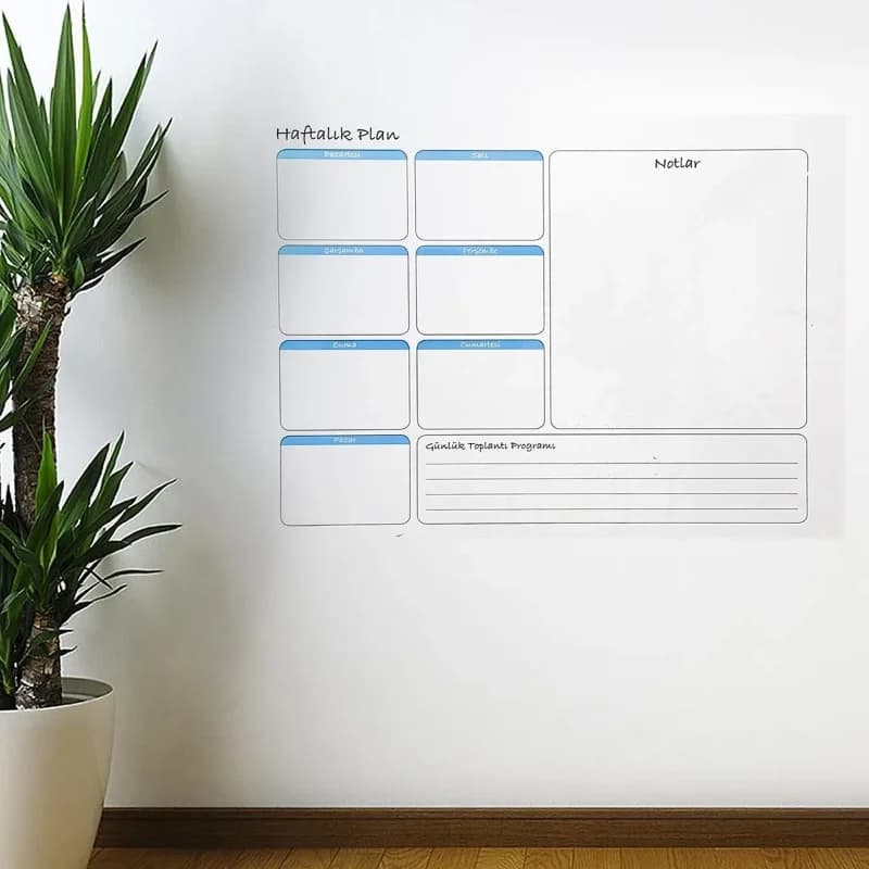 Düzenli Haftalık Planlayıcı Manyetik Duvar Takvimi 70 Cm X 56 Cm