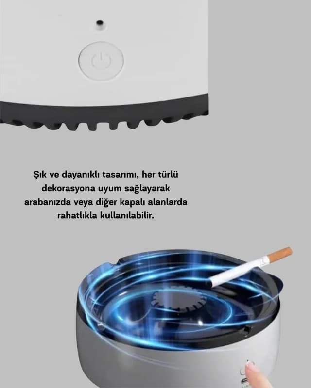 Şık Tasarımlı Hava Temizleyici Küllük - Sigara Dumanı Filtreli