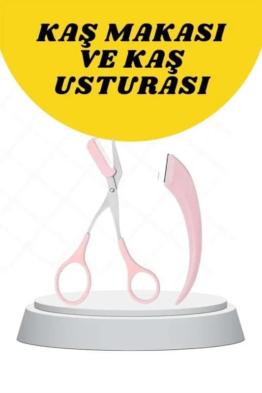 Pratik Kavisli Kaş Düzeltici Seti 12.5 Cm Makas Ve Ustura