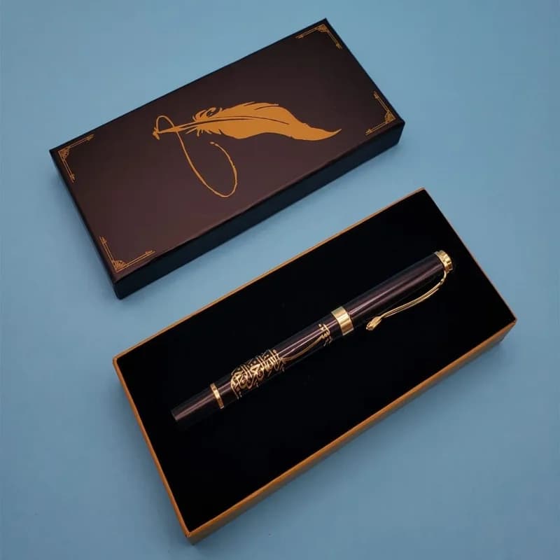 Şık Kutulu Besmele Kalem 14 Cm Metal Siyah