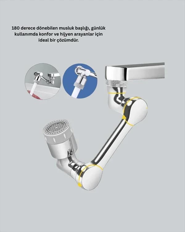 Hareketli Su Modlu Musluk Başlığı 3 Eklemli 1080° Lavabo Aparatı
