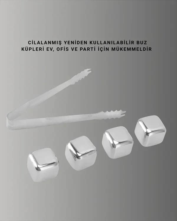 Şık Metal Buz Küpleri 4 Adet Çok Amaçlı Kullanım
