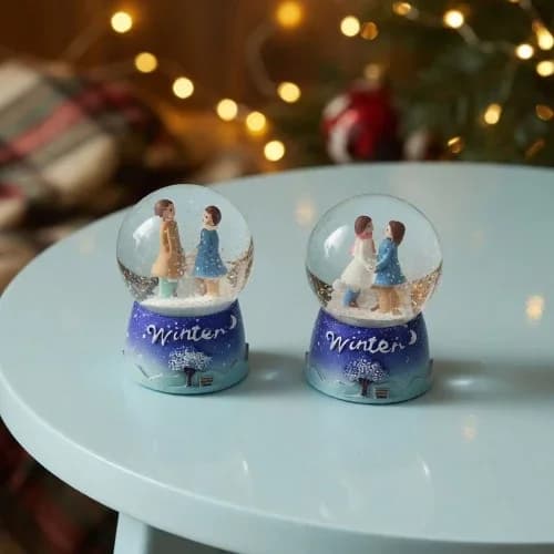 Sevimli Çiftler Mini Işıklı Kar Küresi 7x4 Cm Dekorasyon