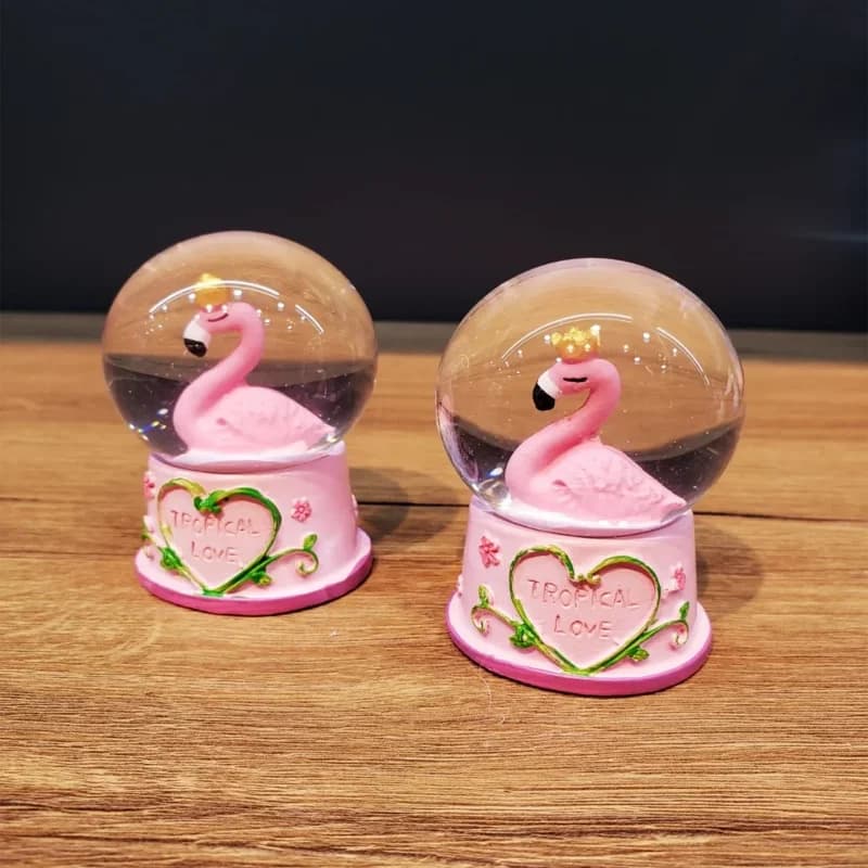 Şık Işıklı Flamingo Kar Küresi 7x4 Cm