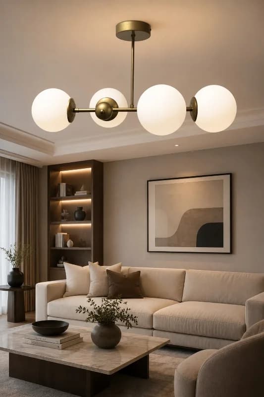 SHİNE 4'LÜ BEYAZ GLOP CAMLIESKİTME RENK MODERN PLAFONYER SALON YEMEK MASASI ÜSTÜ AVİZE
