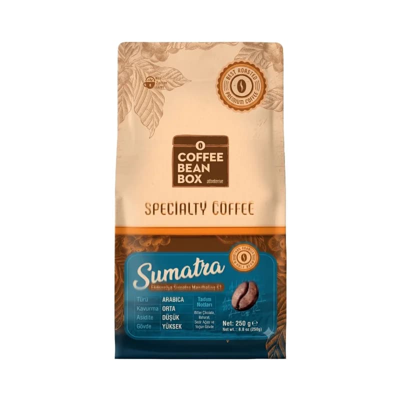 CoffeeBeanBox Endonezya Sumatra Mandheling G1 Kavrulmuş Çekirdek Kahve 250 g (Cold Brew İçin Öğütülmüş)