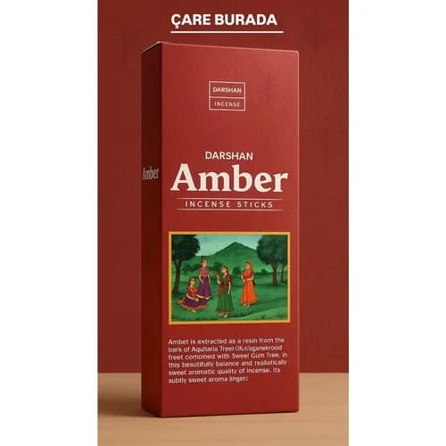 Darshan Incense - Amber 20'li Çubuk Tütsü (Şifa & Huzur)