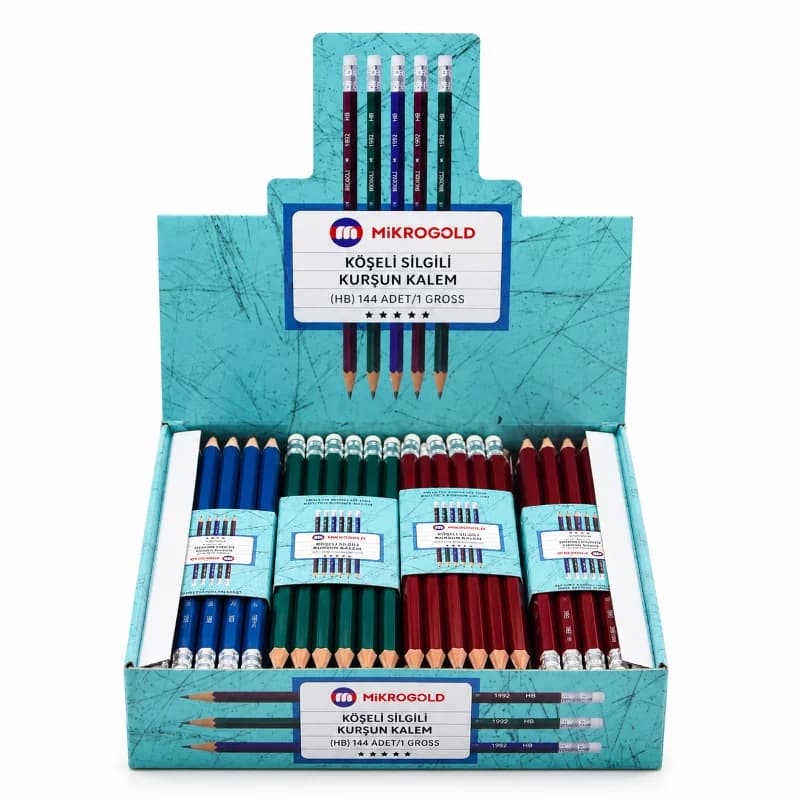 Fatih Mikrogold Silgili Mercanlı Kurşun Kalem 12'li paket