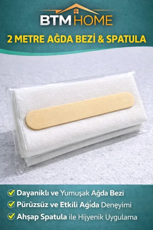 2 Metre Ağda Bezi ve Spatula Seti Yırtılmaz Dayanıklı Rulo Ağda Bezi Ev ve Profesyonel Kullanım