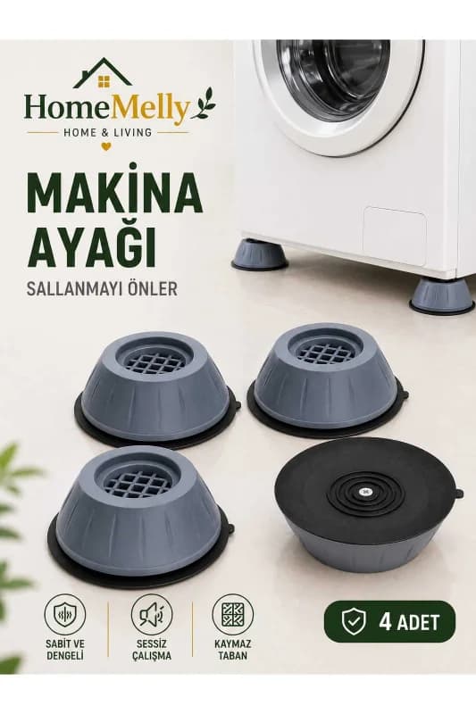 4lü Beyaz Eşya Makine ve Koltuk Yatak Masa Silikon Tabanlı Ses ve Yükseltici Titreşim Önleyici Ayak