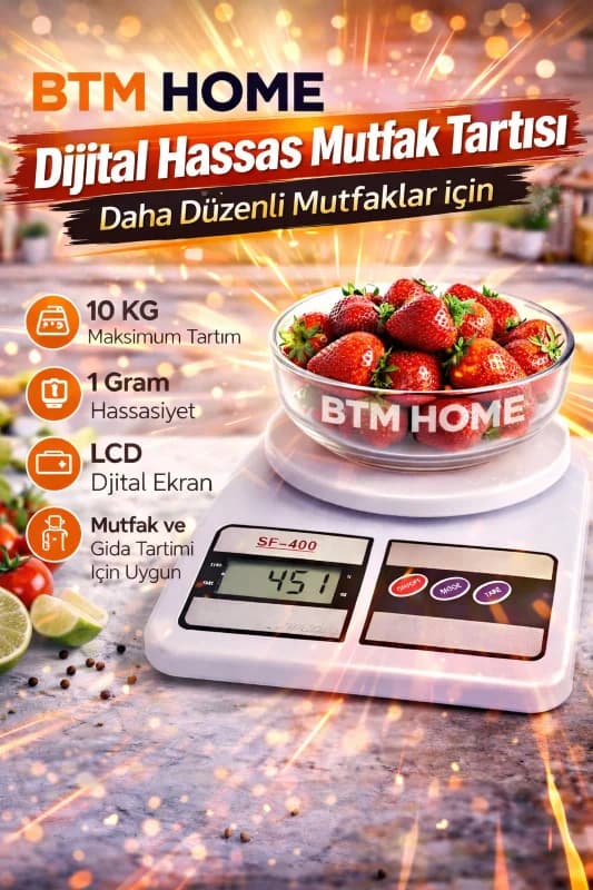 Mutfak Tartısı Dijital Hassas 10 Kg 1 Gr LCD Mutfak Terazisi Elektronik Tartı