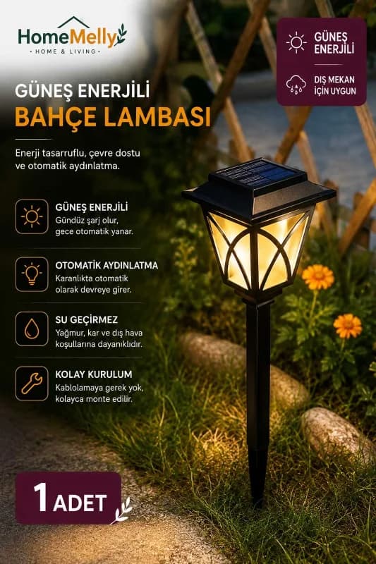 1 Adet Dış Mekan Bahçe Yolu Balkon Solar Aydınlatma Aparatı