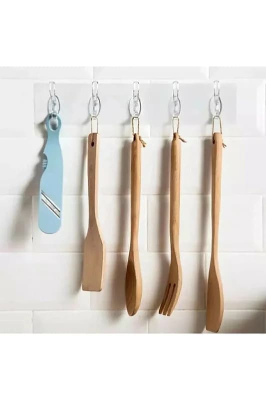 4 Adet Mutfak Banyo Kapı Askısı -5li Kendinden Yapışkanlı Güçlü Şeffaf Askılık