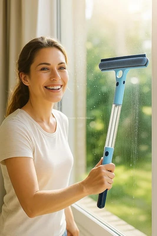 Spreyli Çekçekli Camsil & Fırça Aparatı - Çok Fonksiyonlu Cam Temizleyici Set