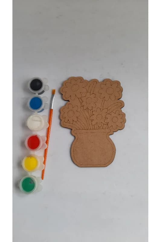 Vazolu Çiçek Çocuk Anneler Günü Ahşap Boyama Aktivite Etkinlik Sanat Hobi Seti