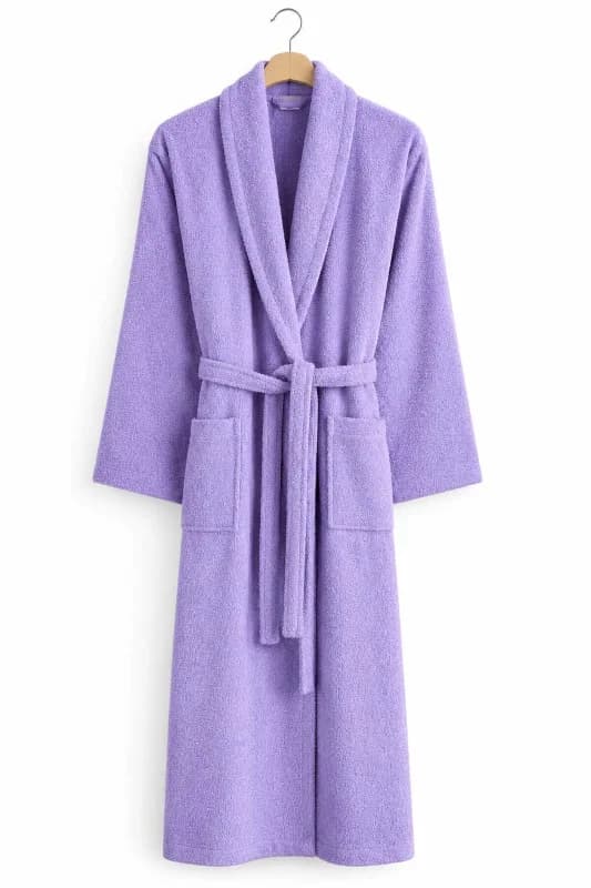 Lila Büyük Beden Şalyaka Pamuklu Hamam Sauna Banyo Battal Kadın Erkek Unisex 3xl 4xl Bornoz