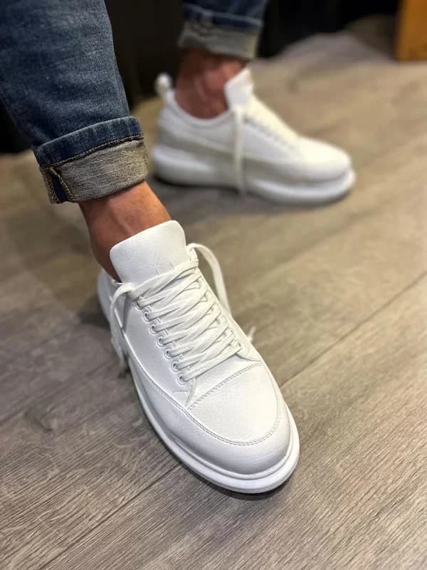 Beyaz Bağcıklı Erkek Sneaker