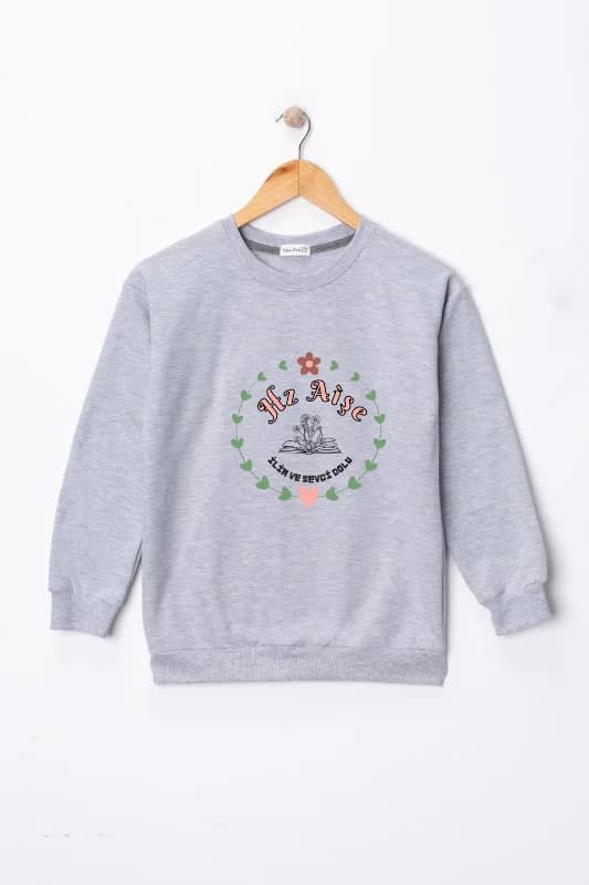 Kız Çocuk Hz Aişe Baskılı Pamuklu Sweat