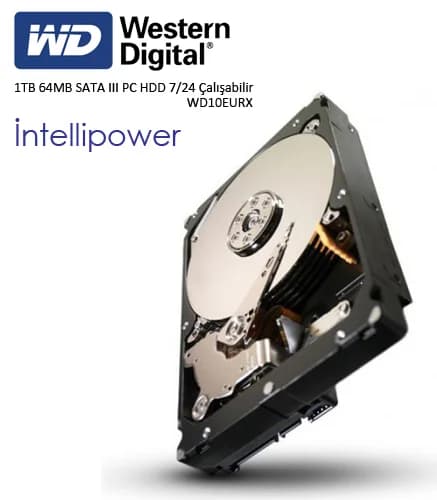 WD 3.5 AV - GP 1TB 7200 RPM 64MB SATA3 Güvenlik HDD WD10EURX (7/24 Çalışma)