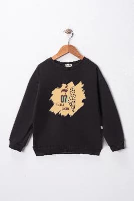 Çocuk "7 Ekim Gazze" Baskılı Pamuklu Sweat
