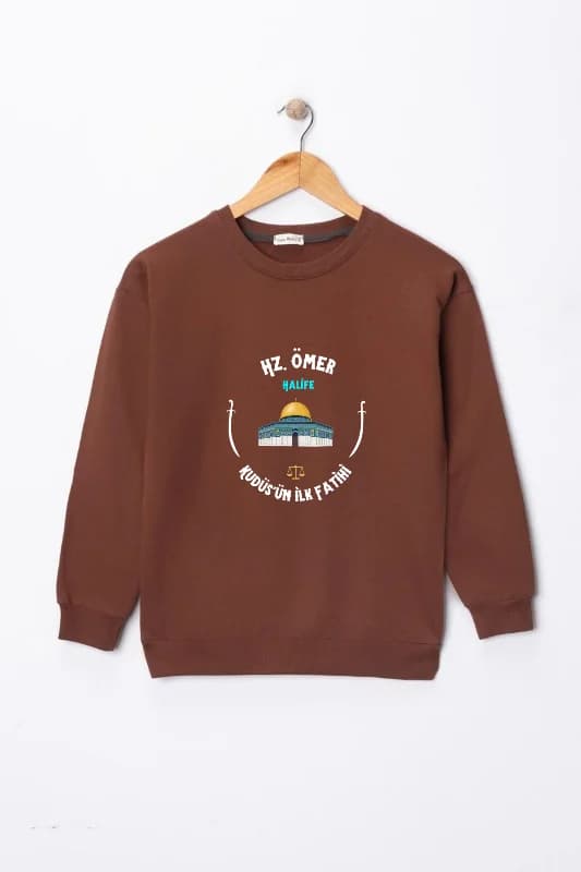 Erkek Çocuk "Hz Ömer" Baskılı Pamuklu Sweat