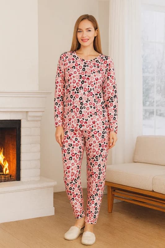 Kadın Kalp Desen Comfort Pijama Takımı 0513 Yeşil
