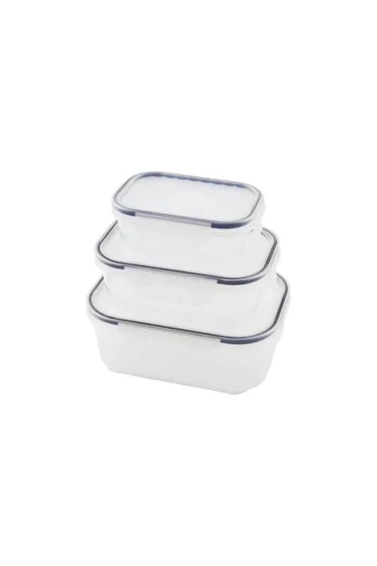 3PCS Quick Sızdırmaz Saklama Kabı Seti Şeffaf Kap - Buğulu-contalı Kapak 500-1000-1700ML