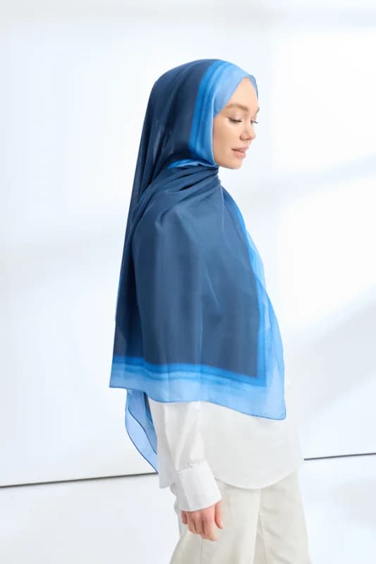 SOFT BLUSH FLOŞ VİSKON ŞAL -LACİVERT - BEBE MAVİSİ