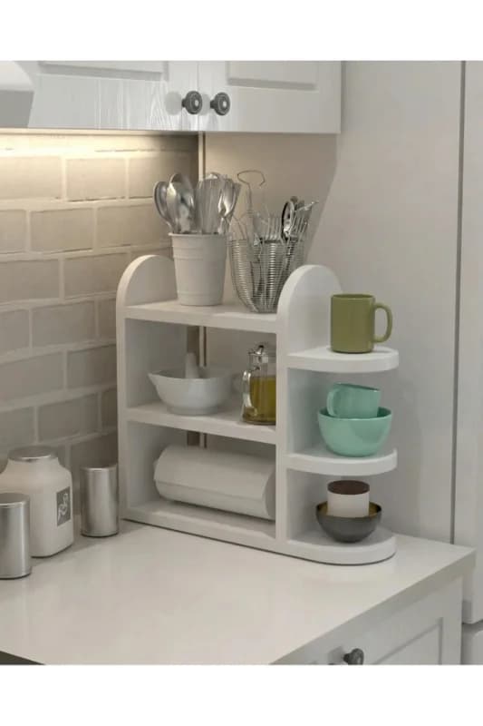 Peçetelikli Baharatlık Mutfak Rafı - 40 cm