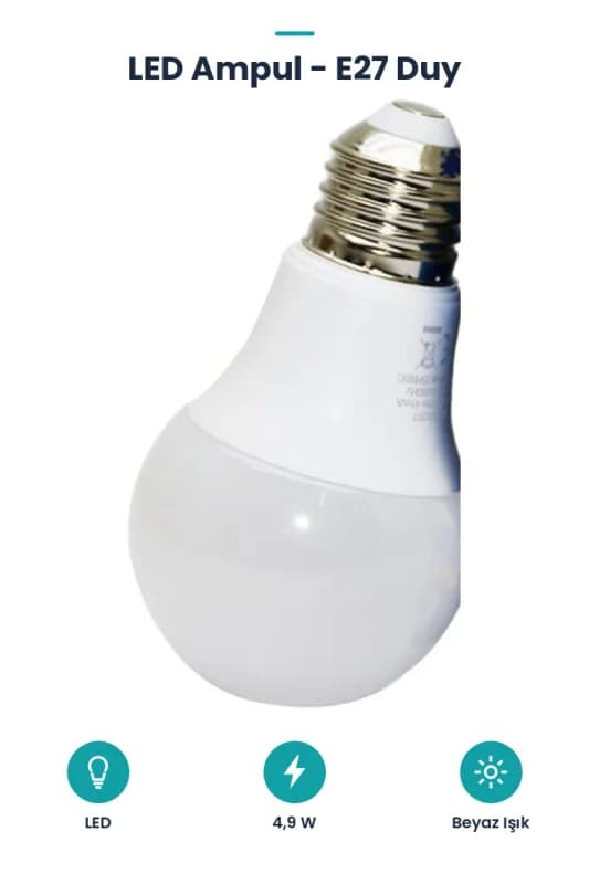 LED Ampul - Beyaz Renk - E27 Duy