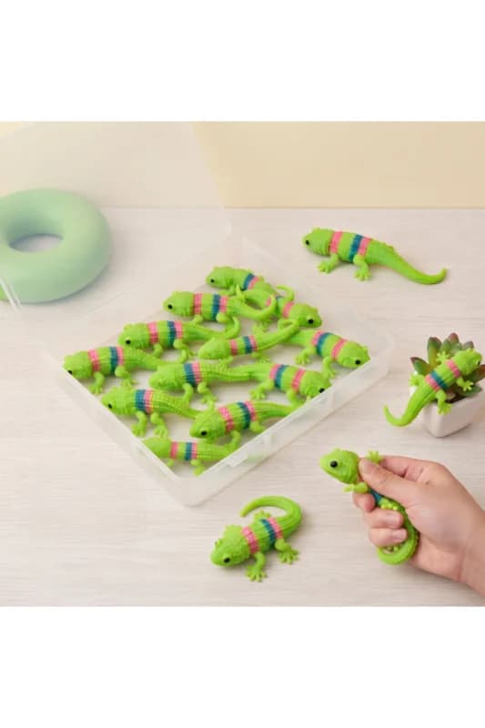 Kertenkele Tasarımlı Stres Oyuncağı - 12'li Paket - Yumuşak Oyuncak