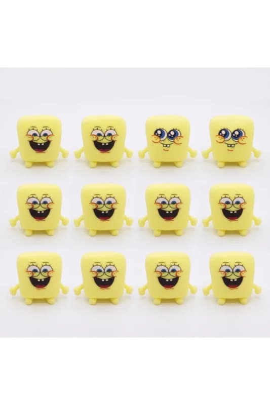 Sünger Bob Tasarımlı Stres Oyuncağı - 12'li Paket - Yumuşak Oyuncak - Farklı Model