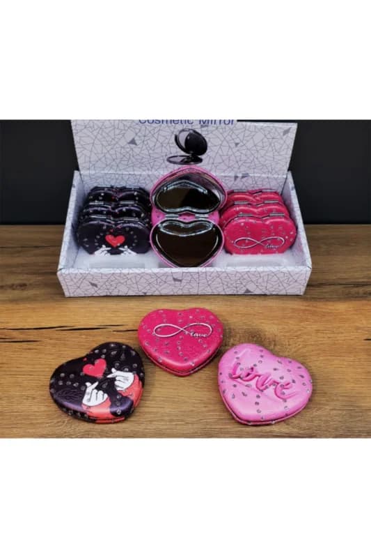 Kalpli Love Tasarımlı Cep Aynası