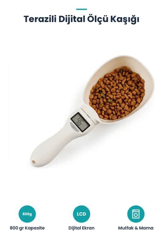 Dijital Ölçü Kaşığı - Terazili - 800 gr Ölçme Kapasitesi