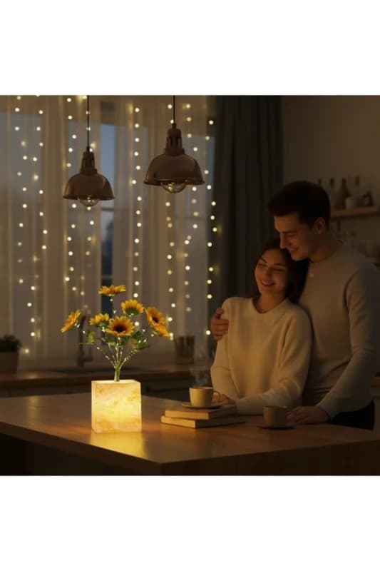 Işıklı Yapay Çiçek – Sarı Saksılı LED Dekoratif Bitki, Masaüstü ve Ev Ofis Aydınlatmal�