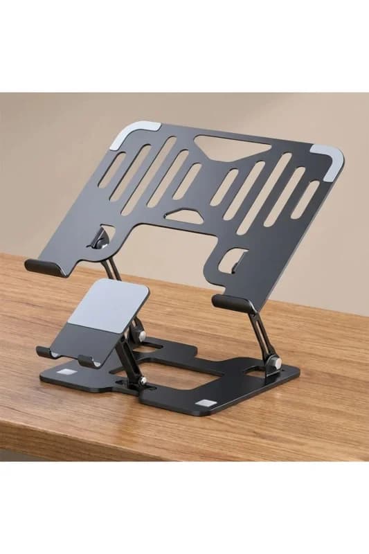 BUFFER® 2’si 1 Arada Laptop ve Telefon Standı – AlüMetal Ayarlanabilir,Katlanabilir,Ergonomik Yükseltici