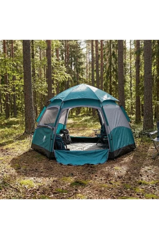 ® 4 Kişilik Otomatik Kamp Çadırı – Altıgen Tasarım, Çift Kapılı, Suya D