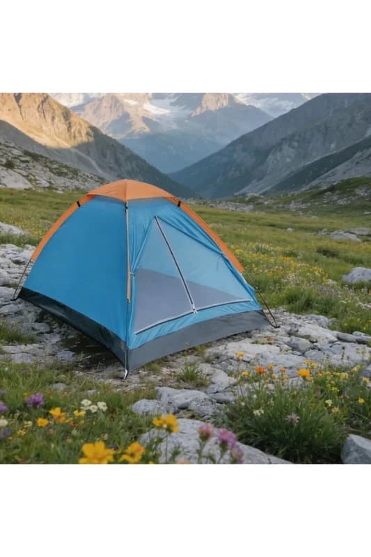 ® 4 Kişilik Kamp Çadırı Manuel Kurulum Düz Kapılı Outdoor Dayanıklı Kamp