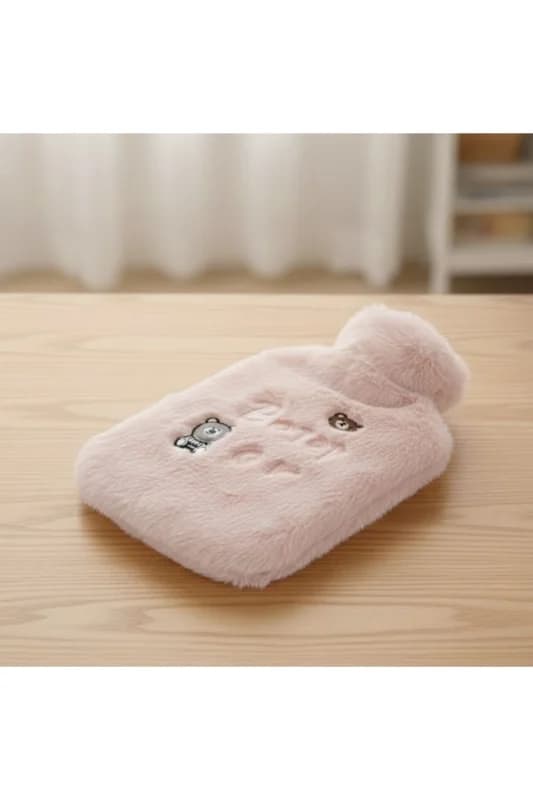 Işıklı Ayıcıklı Figürlü Pembe Peluş Sıcak Su Torbası 1 Lt – Yumuşak Kılıf, Uzun Sür