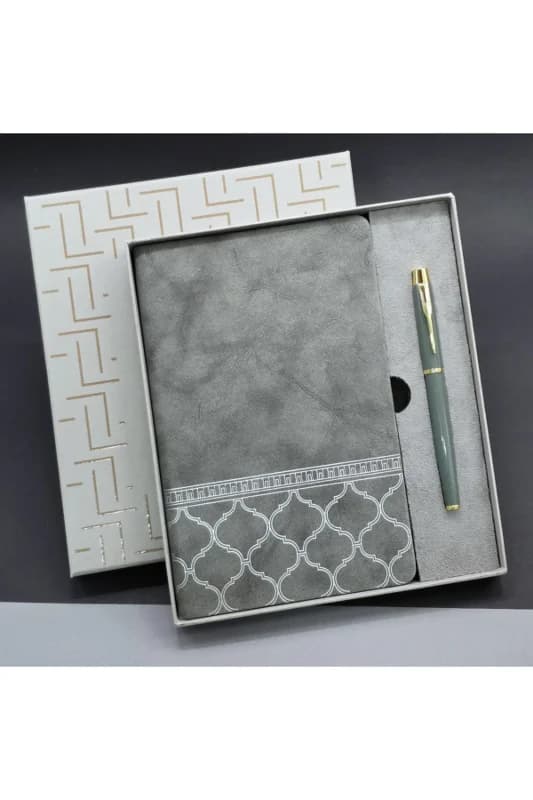 Gri Renk Defter Ve Metall Roller Kalemm Seti (sB)