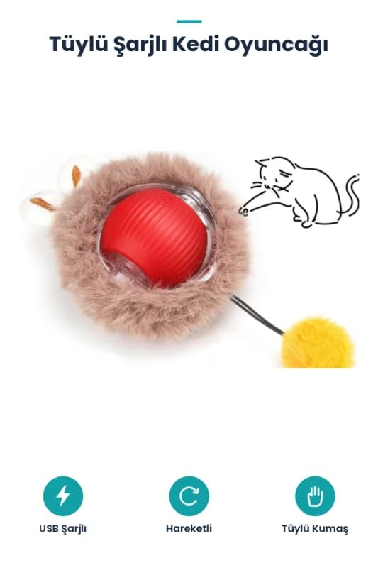 Tüylü Şarjlı Kedi Oyuncağı